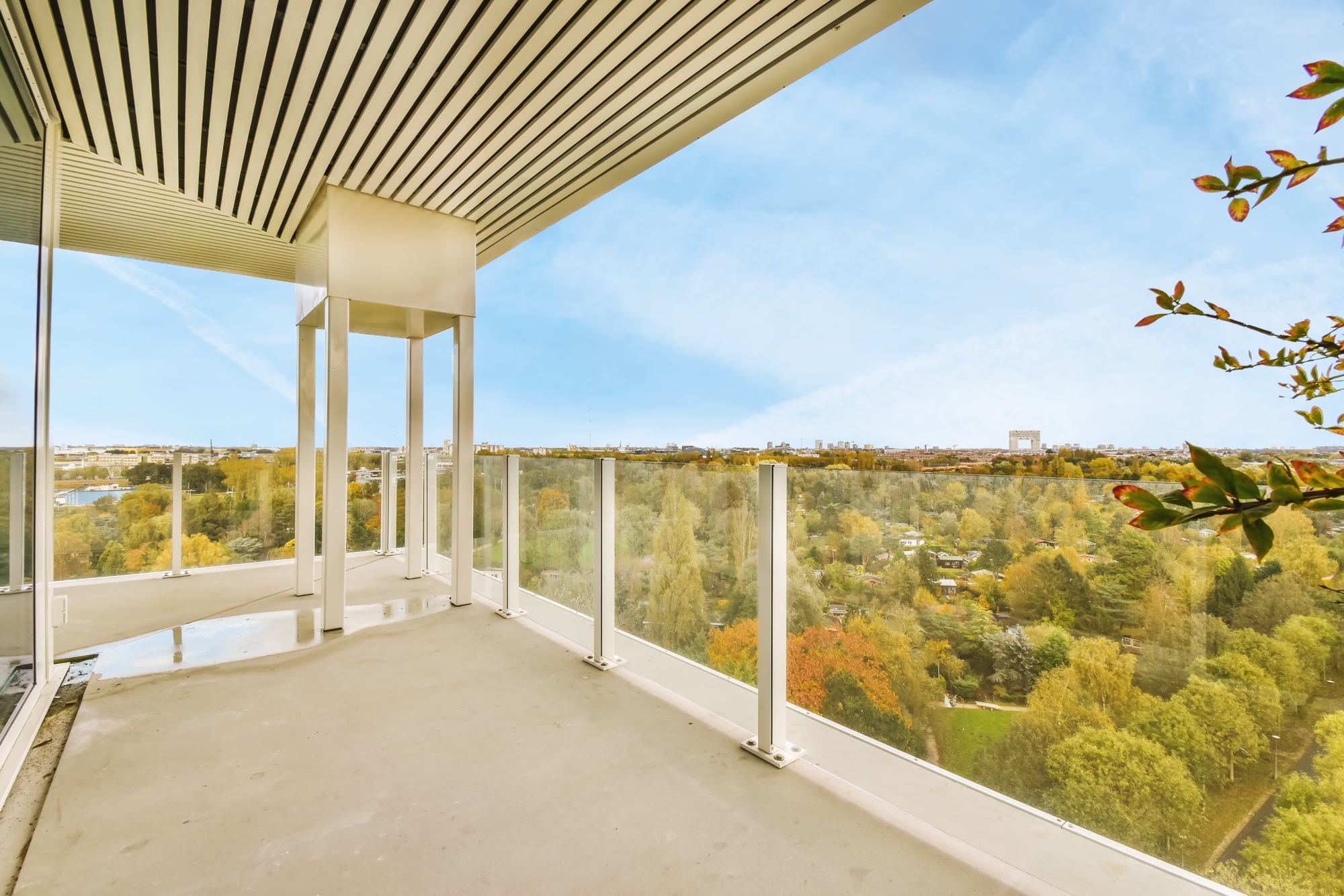 Enchanting balcony with glass railings