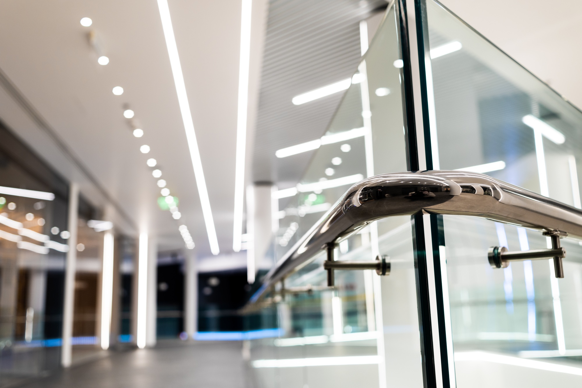 Metal railings and glass wall outdoor