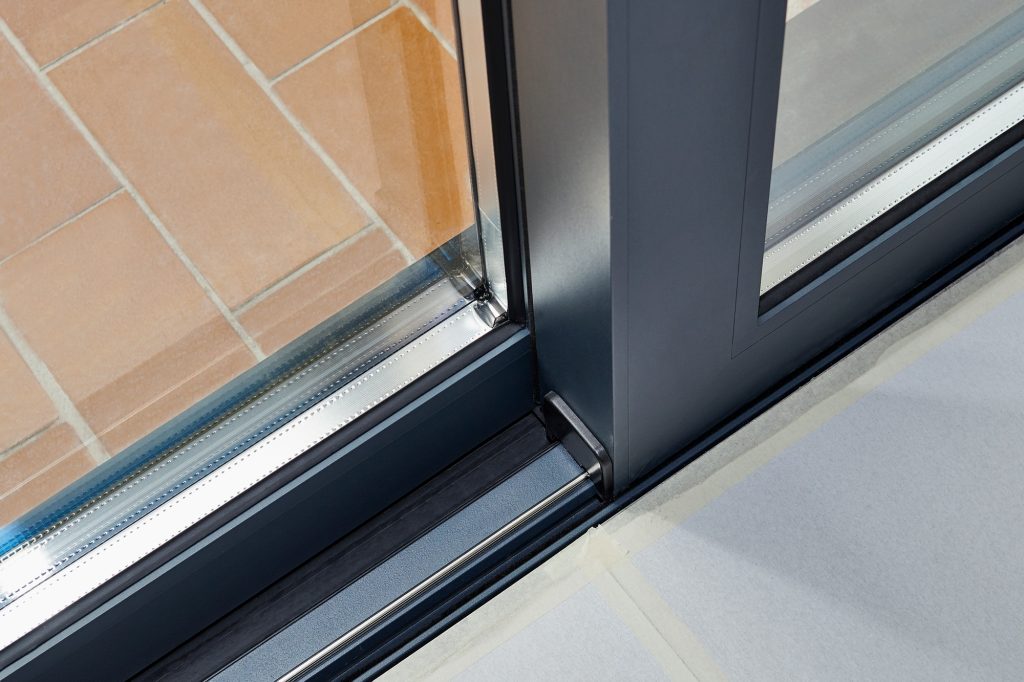 Sliding glass door detail and rail