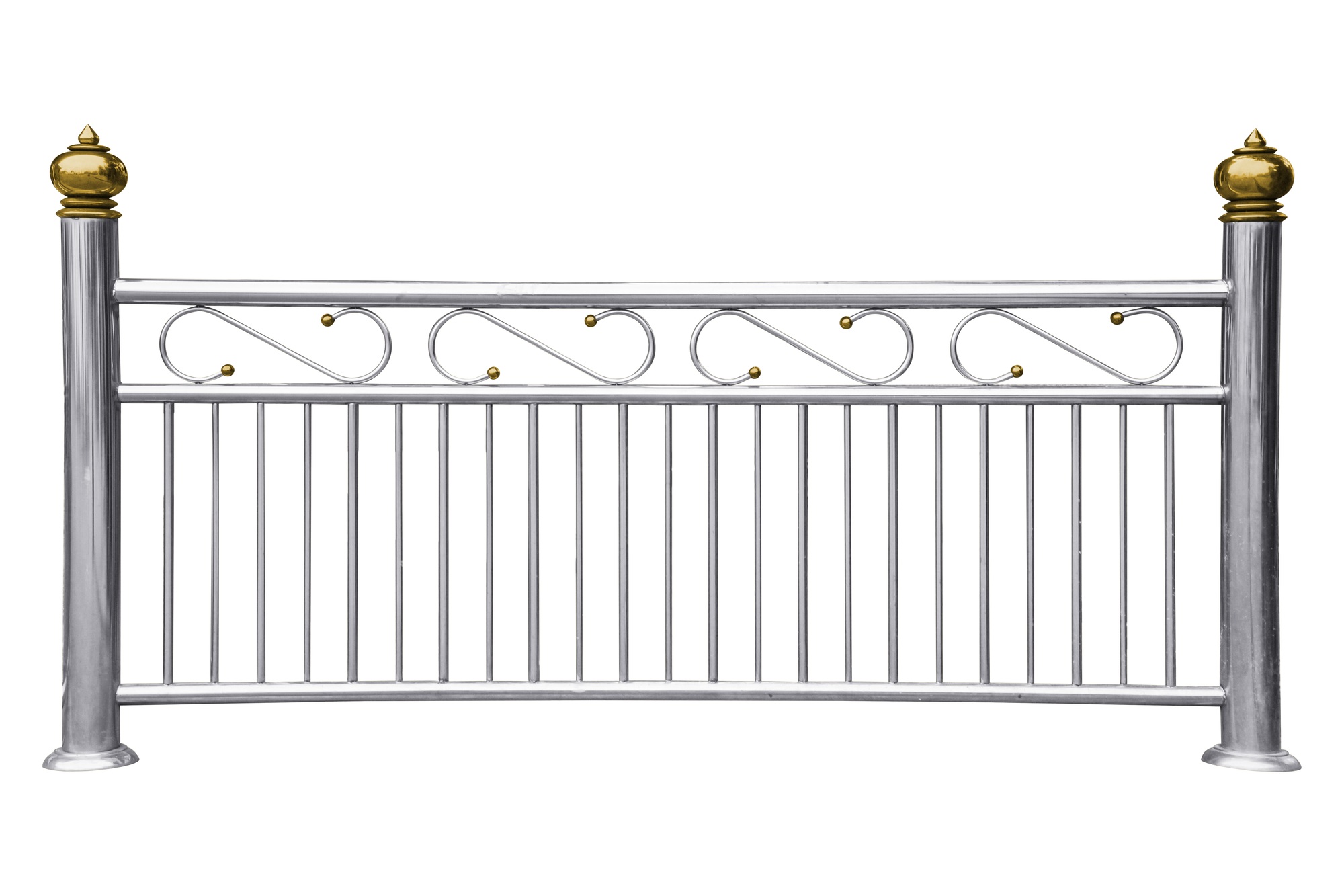 Stainless steel railing isolated on white.